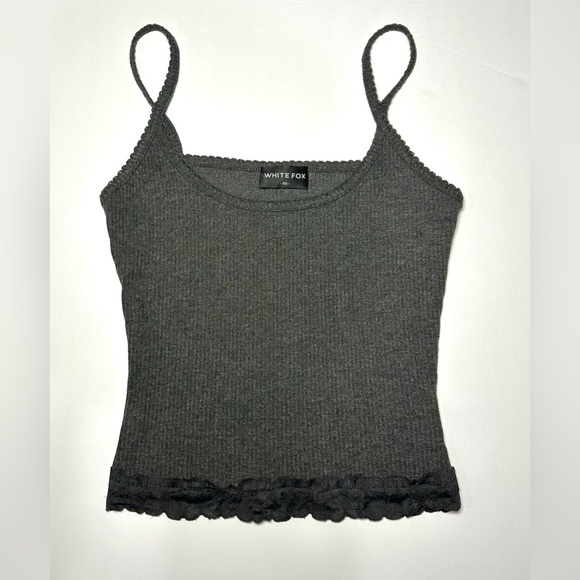 White Fox Grey Lace-trim Cami Sz XS - Picture 3 of 12